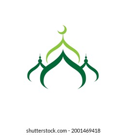 Creative dome mosque icon silhouette logo vector illustration design template