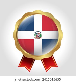 Creative Dominican Republic Flag Label Vector Design