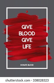 Creative Donate blood motivation information donor poster. Blood Donation. World Blood Donor Day banner. Red stroke and text. Medical design elements. Grunge texture.