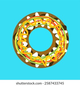 
The creative donut cake design with the appearance on top is filled with sweet jam spread, very appetizing.
