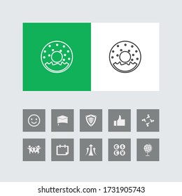Icono de línea de donuts creativos con iconos bonitos. 