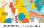 Creative doodle art header with different shapes and textures. Collage. Vector