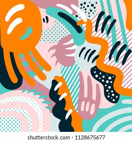 Creative doodle art header with different shapes and textures. Collage. Vector.