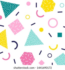 Creative doodle art header with different shapes and textures. Universal geometric trend pattern. Vector.
