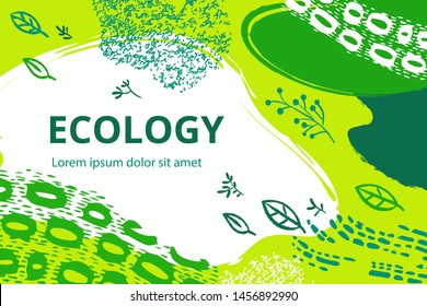 Creative doodle art header with different shapes and textures. Hand drawn covers for banners and brochures. Colorful collage vector illustrations. Ecology and recycling concept 