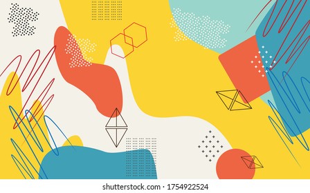 Creative doodle art header with different shapes and textures. Collage. Vector
s

