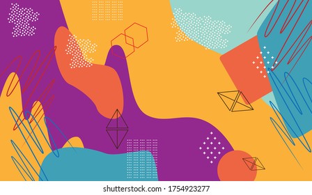 Creative doodle art header with different shapes and textures. Collage. Vector

