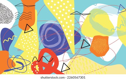 Creative doodle art header with different shapes and textures. Collage
eps 10