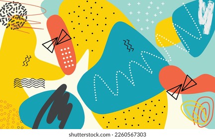 Creative doodle art header with different shapes and textures. Collage
eps 10