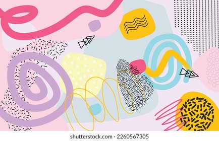 Creative doodle art header with different shapes and textures. Collage
eps 10