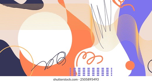 Kreative doodle art header mit verschiedenen Formen und Texturen. Collage. Vektorgrafik