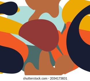 Creative doodle art seamless pattern with different shapes and textures. Collage. Vector