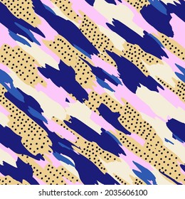Creative doodle art seamless pattern with different shapes and textures. Collage. Vector