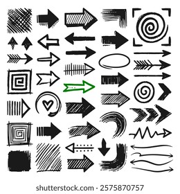Creative doodle collection of arrows and other basic elements