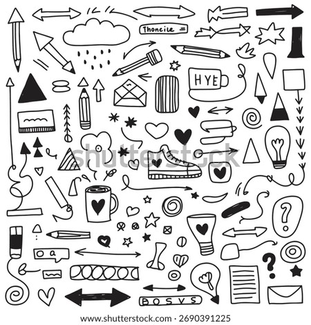 Creative Doodle Illustration in Blue Ink on White Background