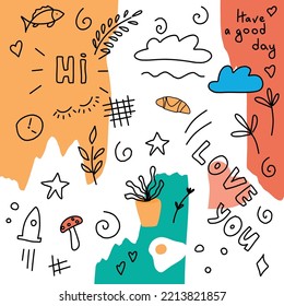 creative doodle love food flowers bright juicy