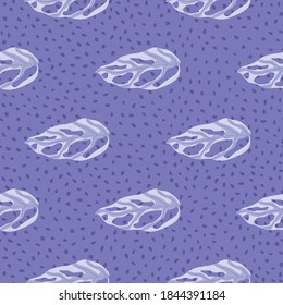 Creative doodle nature seamless monstera pattern. Tropical floral white silhouettes on blue dotted background. Perfect for fabric design, textile print, wrapping, cover. Vector illustration