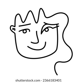 Creative doodle portrait. Illustration in outline style.