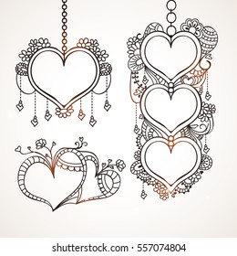 Creative doodle style Hearts illustration with floral design for Happy Valentine's Day Celebration.