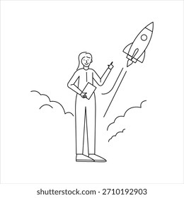 Icono de estilo de doodle creativo del lanzamiento de la startup