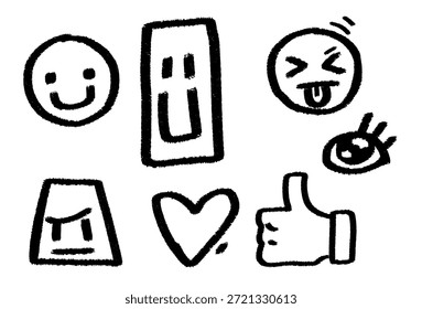 Símbolos y Emojis de Doodle Creativos – Conjunto de Iconos de Vector