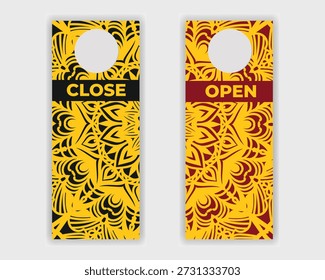 Porta criativa cabide abrir placa de fechamento com fundo de mandala abstrato