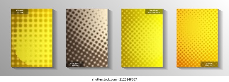 Creative dot screen tone gradation front page templates vector kit. Urban journal faded screen tone backdrops. Retro manga comics style cover page layouts. Rectangle albums.