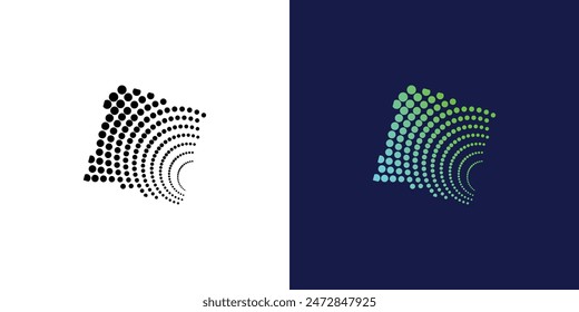 Creative doted logo design with modern style , doted halftone , premium vector