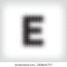 Creative dotted letter E design. Alphabet set pixel is flat and solid. Integrative and integrative pixel movement. Modern icon ports.