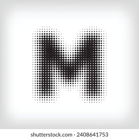 Creative dotted letter M design. Alphabet set pixel is flat and solid. Integrative and integrative pixel movement. Modern icon ports.