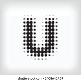 Creative dotted letter U design. Alphabet set pixel is flat and solid. Integrative and integrative pixel movement. Modern icon ports.