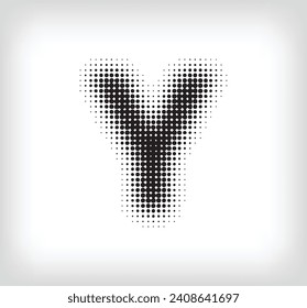 Creative dotted letter Y design. Alphabet set pixel is flat and solid. Integrative and integrative pixel movement. Modern icon ports.