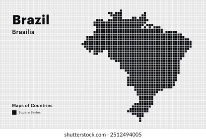 Creative Dotted Map of Brazil with capital Brasilia Square dots