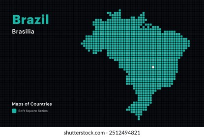 Creative Dotted Map of Brazil with capital Brasilia. Soft Square dots