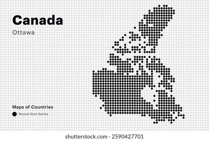 Creative Dotted Map of Canada with capital Ottawa. Round dots	