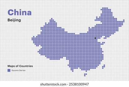 Creative Dotted Map of China with capital Beijing. Square dots