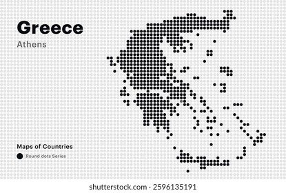 Creative Dotted Map of Greece with capital Athens. Round dots	