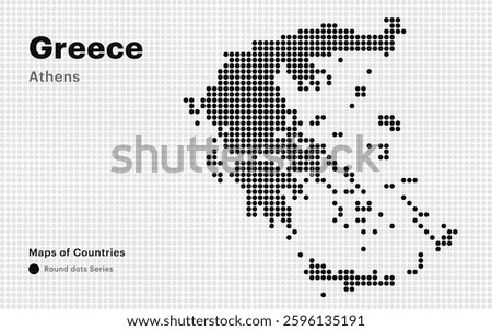 Creative Dotted Map of Greece with capital Athens. Round dots	