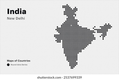 Creative Dotted Map of India with capital New Delhi. Round dots