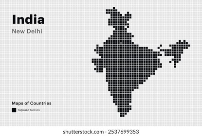 Creative Dotted Map of India with capital New Delhi. Square dots