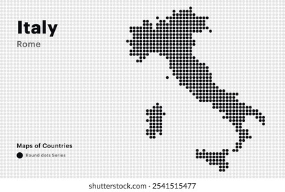 Creative Dotted Map of Italy with capital Rome Round dots