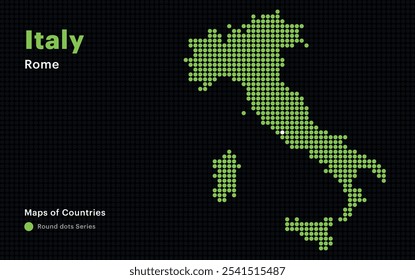 Mapa pontilhado criativo da Itália com capital Roma Pontos redondos