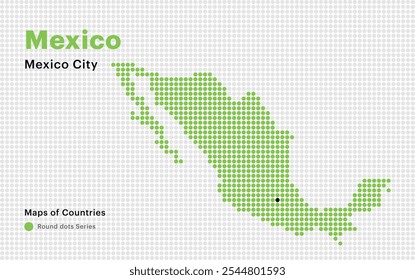 Creative Dotted Map of Mexico with capital Mexico City. Round dots	