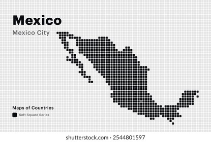 Creative Dotted Map of Mexico with capital Mexico City. Soft Square dots	