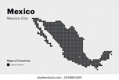 Creative Dotted Map of Mexico with capital Mexico City. Square dots	