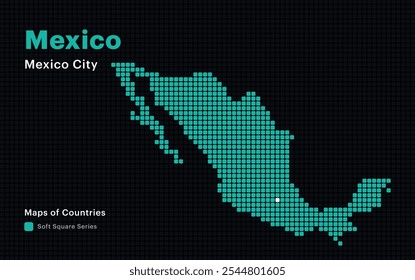 Creative Dotted Map of Mexico with capital Mexico City. Soft Square dots	