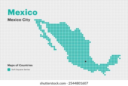 Creative Dotted Map of Mexico with capital Mexico City. Soft Square dots	