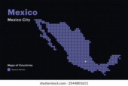 Creative Dotted Map of Mexico with capital Mexico City. Square dots	