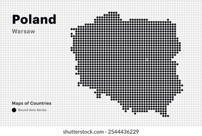 Mapa pontilhado criativo da Polônia com capital Varsóvia Pontos quadrados	