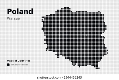 Mapa pontilhado criativo da Polônia com capital Varsóvia Pontos quadrados	